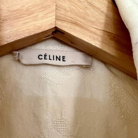 Old Céline by Phoebe Philo White Silk Collared Sleeveless Blouse - Lace Print - Picture 4 of 8